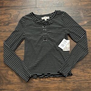 Black Striped‎ Women's Top shirt blouse small nwt